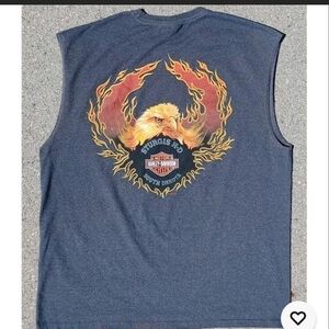 Vtg 2011 Harley Davidson Sturgis T-Shirt Flaming Eagle Biker Sleeveless Grey
